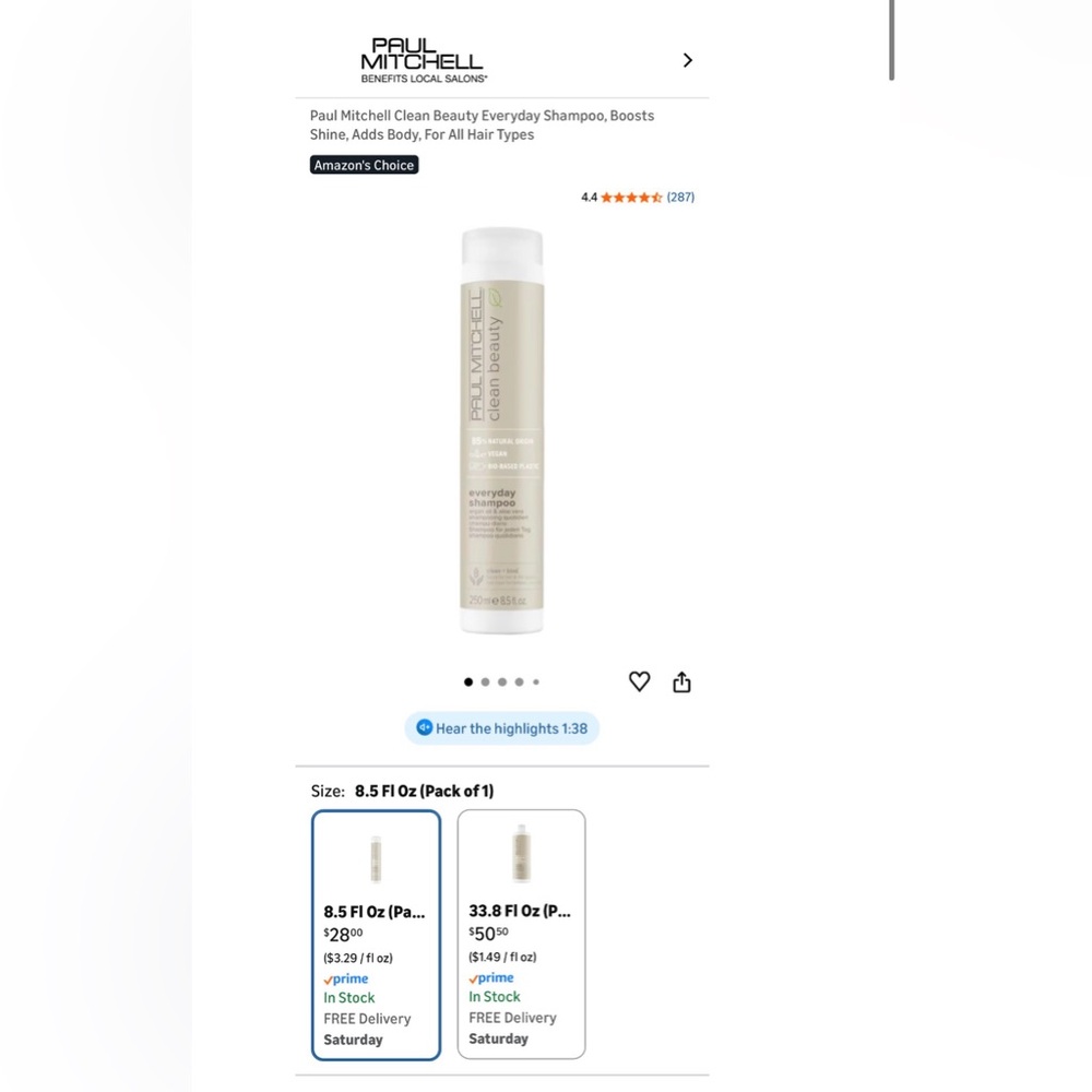 Paul Mitchell Clean Beauty Everyday Shampoo - Picture 3 of 3